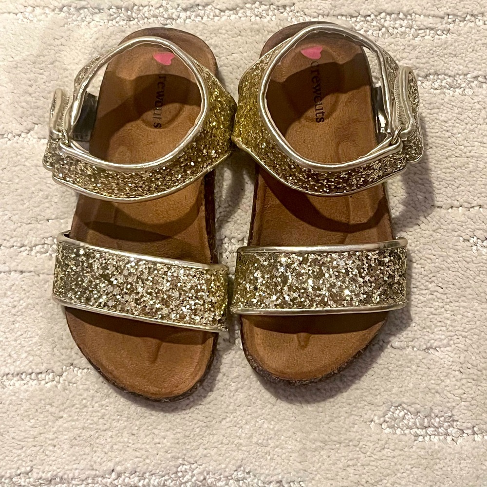 JCrew - Girls cork sole glitter strap sandals